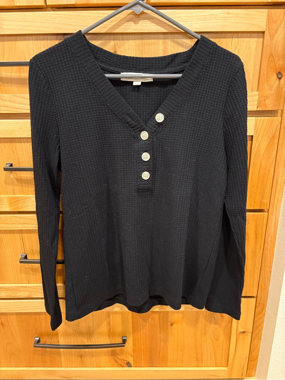 LOFT Waffle Knit Long-Sleeve - Black